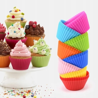 FOREMKI SILIKONOWE NA MUFFINKI BABECZKI FORMA DO PIECZENIA PAPILOTKI 12szt.